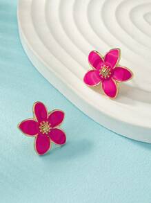 1 paire de boucles d'oreilles à goutte d'huile florale polyvalentes et à la mode pour le port quotidien