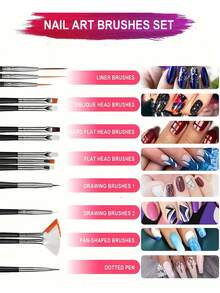 35/31pcs Professional Nail Art Brush Set - 3D Gel Brushes, Acrylic Brushes, Salon-Grade Nail Tools, Suitable For Home Manicure And Salon Use