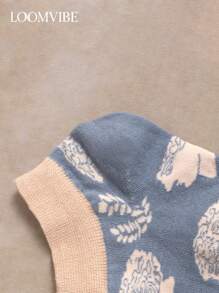 1 Paar Damen Ankle Socken mit Blattmuster, elegant, lässig, romantisch, vielseitig modisch