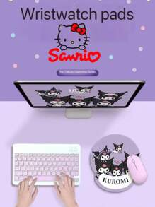 Sanrio 1pc Kuromi Series Dark Mode Mouse Pad Small Mat With Wrist Rest Pad, Non-Slip Desk Keyboard Hand Holder For Dorm,School Supplies,Back To School