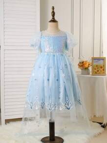 Nuevo vestido de princesa cute para niñas, disfraz de princesa de cuento de hadas con falda de tul y gasa para actuaciones y espectáculos infantiles de la Princesa Frozen