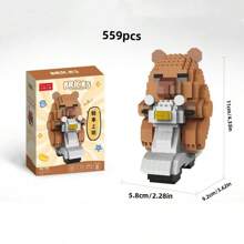Set de blocuri de construcție Capybara drăguțe cu peste 500 de bucăți, decor de masă și ameliorarea stresului, cadou pentru casă/birou, figurină DIY, potrivit pentru ziua de naștere, Ziua Tatălui, Ziua Mamei, nuntă, absolvire