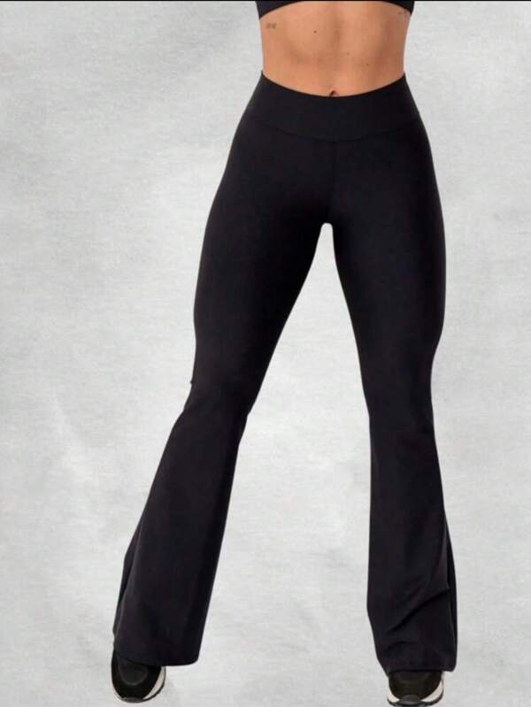 Calça Legging Flare Feminina Duda Cintura Alta Zero Transparência Confortável