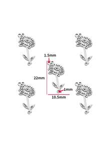 5 件空心花形不锈钢 DIY 珠宝配件、项链、服装、钥匙链吊坠，W433