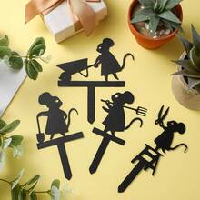 1/4 Stücke süße Maus Metallstecker für den Garten, Mäuse Skulpturen für den Gärtner, kreative Tierdekoration, Topffigu- ren, Outdoor Gartendeko, Gartenaccessoires, Muttertag/Vatertag, Thanksgiving, Weihnachten, Feiertags-Ornamente, Geschenke für sie