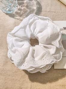 1pc Women's Elegant White Lace Scrunchie, Delicate Layered Design, Versatile Hair Accessory For Everyday Use Scrunchies Hair Ties Scrunchy Hair Ties Ponytail Head Accessories Elastic Band Beauty Home Hair Accessories - White - View 7