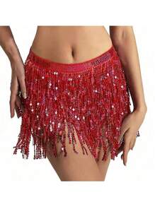 Fuste cu ciucuri și paiete cu sclipici pentru dansul din buric, fuste la modă cu curea pentru dansul din buric