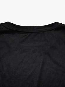 Maglietta casual estiva da uomo a maniche corte, stile vintage scuro, collo rotondo, in tessuto di poliestere, adatta per sport e fitness