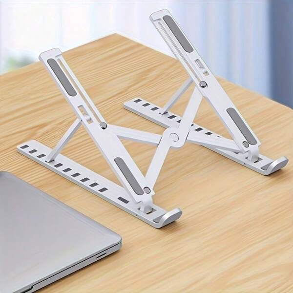 1pc Adjustable Portable Laptop Stand - Foldable, Cooling Design, Ergonomic Angle Adjustment, Suitable For All Computers, Plastic Structure, Compact And Lightweight, Suitable For Home Or Office Use, Sturdy Base Stand, School Supplies,Back To School