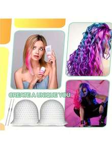 Silicone Hair Dye Cap With Hook, DIY Hair Dye Cap, Professional Reusable Hair Dye Cap, Silicone Hair Dye Highlight Cap For Highlights And Hair Dyeing,Back To School,Travel Holiday Essentials,Hair Accessories For Women - Multicolor - View 4