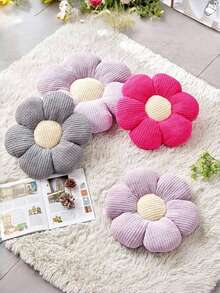Flower Shaped Floor Pillow, Home Decor, Cute Design Floor Cushion, Decorative Soft Pillow Suitable For Bed, Sofa, Etc. - Purple Rice Core - View 4
