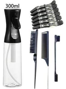 10 Peças Conjunto de Ferramentas de Penteado - Pente de Dentes Finos, Pincel de Sobrancelha, Borrifador Roxo, Presilhas de Cabelo, Adequado para Todos os Tipos de Cabelo, Incluindo Cabelo Longo, Grosso, Fino, Encaracolado, Natural para Cuidados Diários