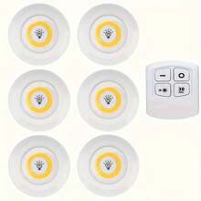 1 peça 6/3 Luzes LED sem fio inteligentes para armários, luzes noturnas COB, 3 pilhas AAA, alimentadas por controle remoto (controle remoto sem bateria) - muito adequadas para uso em guarda-roupas, cozinhas e outros cenários