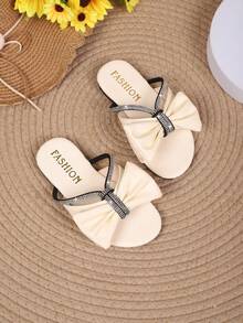 2025 Spring & Summer Children Casual Fashion Bowknot Rhinestone Versatile Sandals, Kids Outdoor Beach Slippers