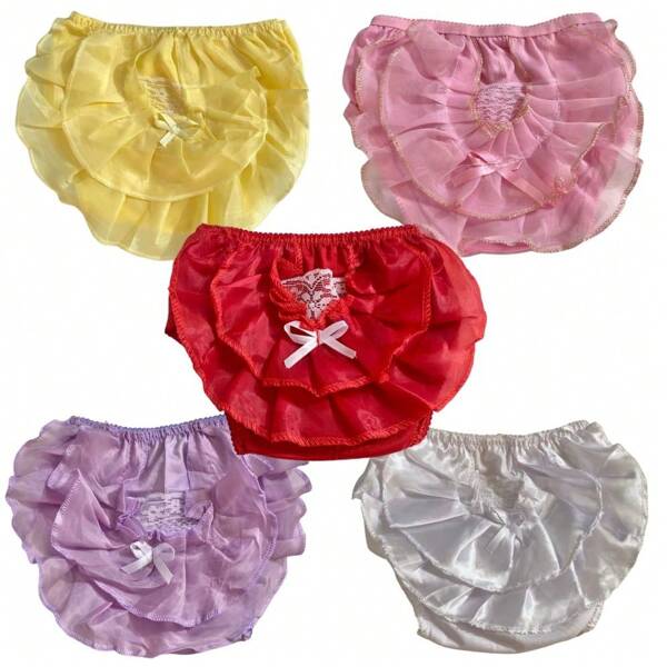 Kit com 5 Calcinha Tapa Fralda Luxo Bunda Rica Bebê com Babado