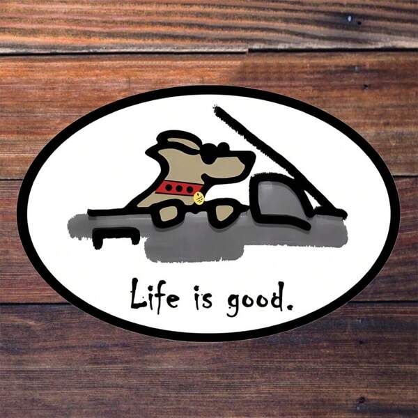 3-Inch Polyethylene Sticker, "Cute Dog Fishing" Sticker With "." Heartwarming Slogan, Conveying A Positive Lifestyle Attitude! Suitable For Decoration On Laptops, Computers, Water Cups And Multi-Scenes