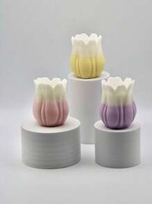 1 pieza Molde de silicona en forma de tulipán para velas perfumadas, jabón, soportes de aromaterapia, decoración para el alféizar de la ventana, rincón de lectura, plantas en maceta, diseño suave y seguro