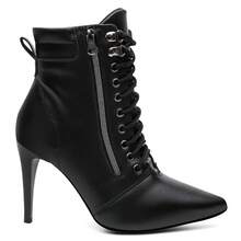 Black Ankle Boot With Chain And Rock Short Shaft - Black - View 3