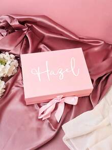 1pc-Customized Name Gift Box, Personalized Bridesmaid Party Gift Box, Customized Double-Sided Gift Box, Personalized Gift Box Lid, Magnetic Customized Gift Box Lid And Ribbon Gift, Magnetic Empty Gift Box, Customized Gift Box, Will You Be My Bridesmaid, Bridesmaid Proposal Box, Perfect Gift For Wedding, Birthday Or Any Other Occasion - Multicolor - View 3