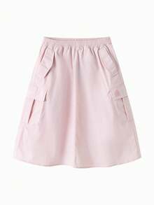 Balabala Tween Girl 粉色 2025 夏季新款雨伞工装裙