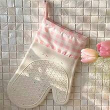 1 件格子耐热手套，厚硅胶烤箱手套，适用于厨房烘焙，耐高温，防滑且可微波