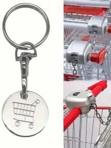 5pcs Shopping Cart Token Supermarket Trolley, Metal Stainless Steel Keychain, Key Ring Decorative Trolley Unlock Key, Key Ring Accessories