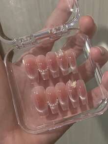 10 件光疗手工腮红蝴蝶眼妆假指甲女士礼物日常佩戴超级贴合自然可重复使用按压指甲美甲用品指甲