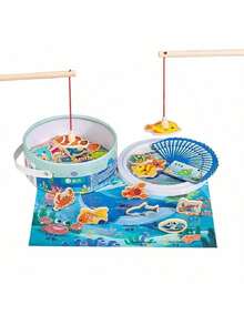 蒙特梭利幼儿钓鱼游戏 - 儿童木制钓鱼玩具礼物，适合 3 岁女孩男孩（随机动物），男孩玩具，男孩玩具，木制玩具