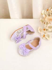 Infant/Toddler Flat Shoes, Breathable Material Soft Sole Anti-Slip Shoes With Bow Design, Simple & Elegant - Mauve Purple - View 4
