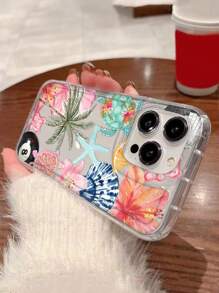Summer Coconut Tree Hibiscus Print Clear Case Compatible With IPhone 16/11/12/13/14/15/15pro/15 Plus/15 Promax/7plus/8plus/X/Xs Max/Xr/11pro/12pro/13pro/14pro/12mini/13mini/11promax/12promax/13promax/14promax/14plus/6/6s/6plus/7/8/16Pro/16plus/16promax/Se&Compatible With Samsung Galaxy/A54/A14/A12/A13/A15/A32/A33/A24/A52S/S20/S21/S22/S23/S24/S23Plus/S24ultra/S25/A15/A33/A23