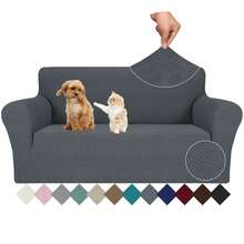 YSTYLE 1/2/3/4 Seater Sofa Cover With Armrests, Modern Jacquard Stretch Elastic, Scratch-Resistant, Non-Slip, Washable, Pet-Friendly Sofa Protector For Living Room And Balcony - Dark Grey - View 8