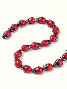 20 件/套手工灯珠可爱瓢虫吊饰 DIY 手链项链首饰 10.5~14x9~11x5~8 毫米 - 玫瑰紅 - 查看 3