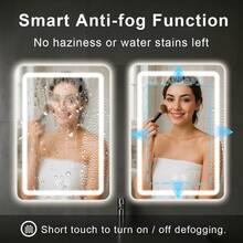 LED Bathroom Mirror Anti-Fog Wall Mirror With Lights Stepless Dimmable, Lighted Bathroom Mirrors For Wall, Rectangle Bathroom Vanity Mirror With Front And Backlight - 50*70cm - View 4