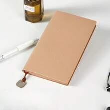 1pc A6 Metal Pendant PU Leather Notebook, 100 Pages Pocket Diary Journal, 6.97in * 3.94in, Hardcover