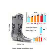 1pc Fashionable Silver Cowboy Boot Shaped Bic J6 Lighter Cover - Perfect For Parties And Daily Use
