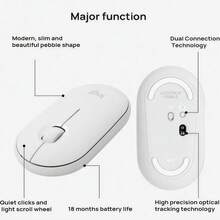 Logitech [Pebble Pebble Mouse] Ratón inalámbrico Bluetooth ultradelgado y silencioso, diseñado especialmente para Apple Mac/iPad, interruptor de un solo clic para múltiples dispositivos, equipo de alta calidad para oficina, sala de estudio, cafetería, oficina móvil - Blanco - Ver 7