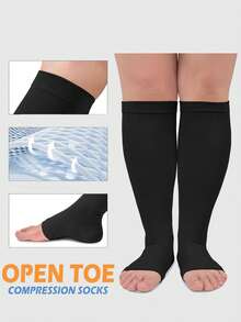 4 Pairs Toe-Less Compression Stockings For Couples, Knee-High Design, Ideal For Running, Sports, Cycling And Travel, Fall Socks - Multicolor - View 7