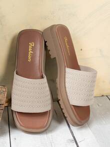 Bohemian Style Women Flat Sandals, Fashion Flat Slide Sandals, Versatile For Outdoor Beach Party And Indoor Casual Wear - Apricot - View 5