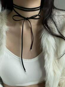 1pc Gothic Style Sexy Lace Bow Choker Necklace, Korean Velvet Ribbon Collar Necklace Suitable For Women's Daily Wear, Festivals, Gatherings, Activities, Jewelry, And Couples Gift