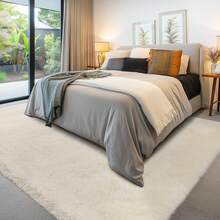 1 Piece Fluffy Shaggy Living Room Rug,Tie-Dye Ultra Soft Bedroom Floor Carpet, Non-Slip Indoor Mat, Home Decor For Kids Room - Cream White - View 9