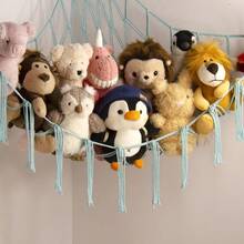 Large Toy Hammock Net For Stuffed Animals Room Decor - Cute Stuff Animal Organizer Plush Holder -  Wall Bedroom Home Decor,Stuffed Animal Storage Hammock Or Net Corner - - Lightblue - View 3