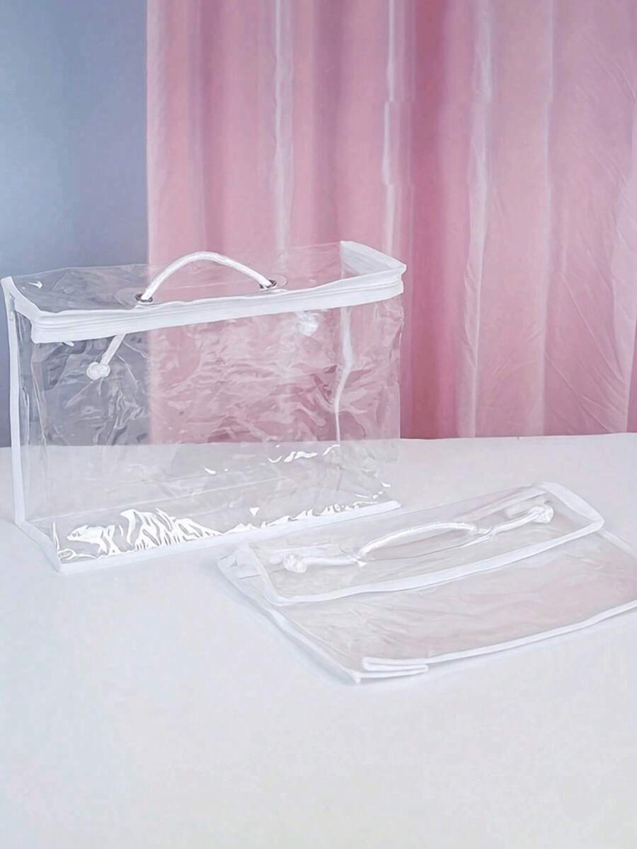 Clear Clothes Storage Bags PVC Organizers With Reinforced Handle Vinyl Storage Bag For Comforter, Blanket, Bedding, Duvet, Transparent Moving Totes With Sturdy Zipper, Waterproof Bedding Blanket Packaging Bag, Large Capacity Travel Accessories Organizer, Clear Zippered Organizers, Transparent Zipper Storage Bag For Clothing, Linens, And More - Multicolor - View 1
