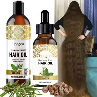 2 piezas de Aceite para el cabello de Romero y Menta de 3.38oz + Suero para el cabello de Romero y Menta de 2oz - Con extractos botánicos, apto para todo tipo de cabello rubio claro, humectante, protección térmica, dejarlo puesto, nutrir el cabello, mejorar el cabelludo seco e irritado, para hacer manualmente, difusor, unisex, tratamiento nutritivo ideal para el cabello