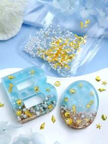 Accessoires artisanaux en métal à rivets thème océanique d'été pour la fabrication de bijoux en résine époxy, 1 sac avec motifs de coquillages, étoiles de mer, hippocampes et faux perles, idéal pour les décorations de projets artisanaux DIY