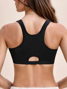 女士宽肩带运动文胸 一体式无缝工字背 钢圈 支撑型 无线 提升塑形 运动服