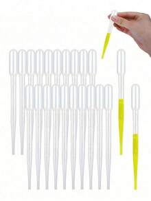 100 piezas/50 piezas/20 piezas Pipeta cuentagotas desechable de plástico transparente graduada de 3 ml, cuentagotas para aceites esenciales, alimentación, uso de laboratorio - surtido aleatorio - transparente - Ver 1