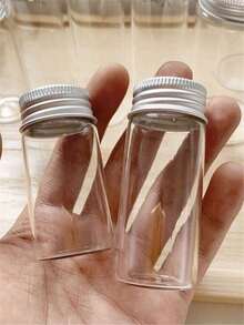 Aluminum Lid Glass Bottle, Lidded Small Glass Jar, Mini Mason Jar, Sealed Glass Container, Travel Glass Bottle, 3cm*6cm (25ml) / 3cm*7cm (30ml) - Multicolor - View 5