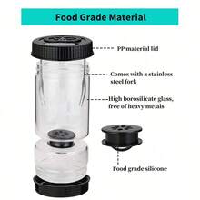 1pc 7 Inch / 7 .48 Inch Black Pickle Container With Strainer Wet Bring Two Forks And Dry Separation Pickle And Olive Jar Blue Leakproof Airtight Food Containers Upside Down Pickle Container Reusable For Food Storage Cucumber Olives Glass Material Is Leak-Proof Kitchen Storage Tank (White And Green Pickle - Multicolor - View 4