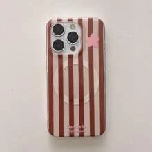 Funda magnética mínimalista para teléfono con bloque de color, rayas y diseño de estrella para 16 Pro Max/ 15 Pro Max/ 14 Pro/ 13, funda de teléfono de moda / simple / diseño para mujeres