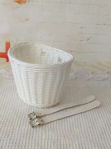 1pc Handwoven Basket, Kids Bicycle Basket, Rattan Look Bike Basket For Children & Adults Electric Bike - Multicolor - View 11